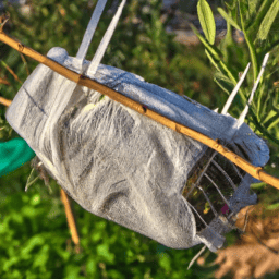 Trampas caseras para moscas de la fruta en acción en un huerto.